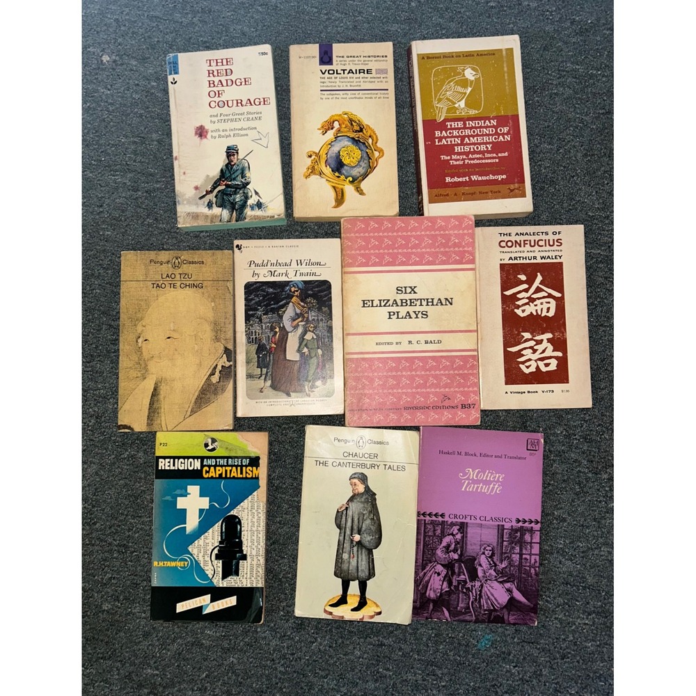 Vintage Classic Literature Book Lot 10 Penguin Classics Twain Chaucer Voltaire